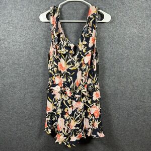Free Press Womens Navy Night Boho Floral Romper with pockets New L